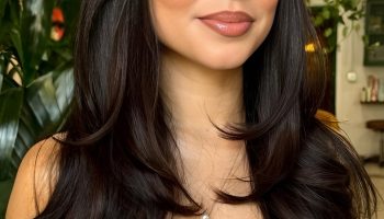 Long layers with framing of curtain fringes