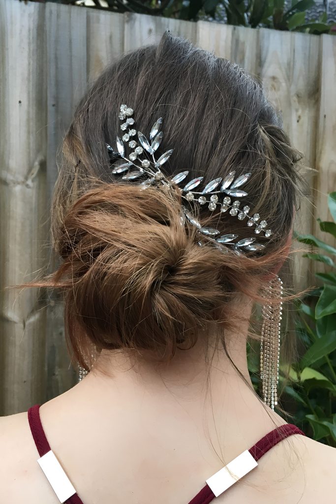 Messy Bun with Glittering Hair Accessories
