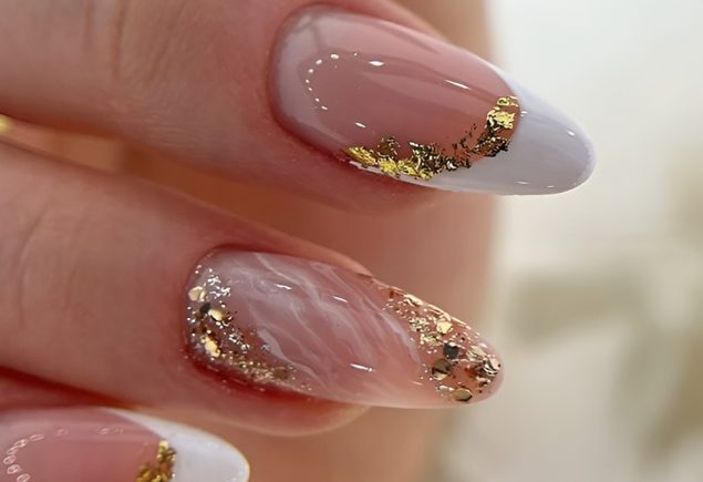 Modern Sparkle Twist on French Tips