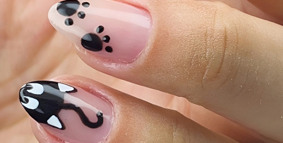 Mystic Black Cat Silhouette Nails
