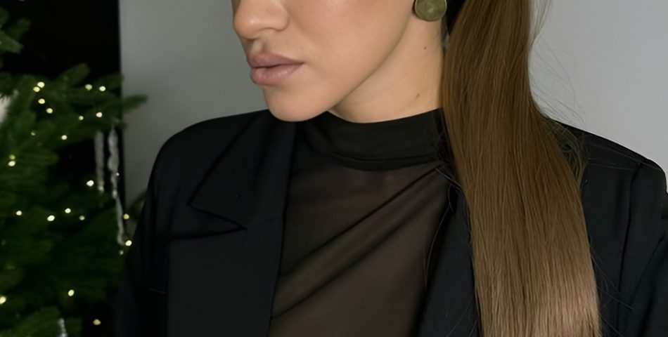 Sleek High Ponytail with a Festive Finish