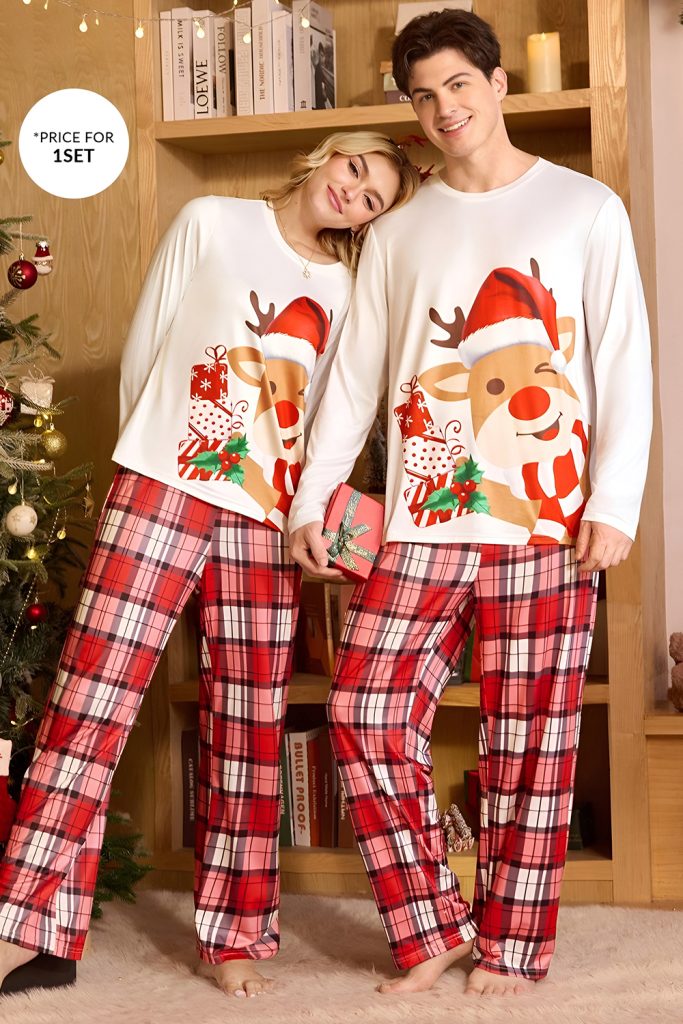 Soft Fleece Pajamas with Reindeer Accents