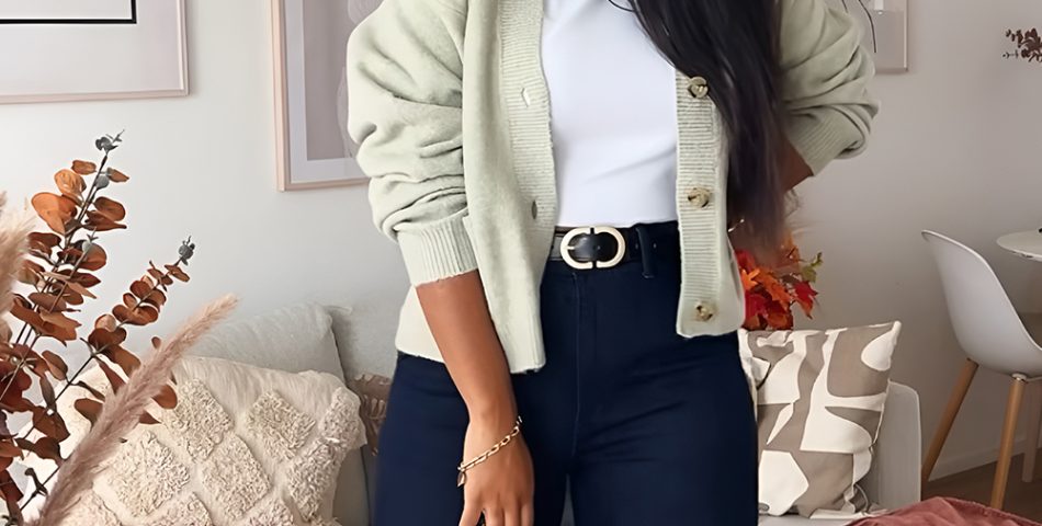 Sophisticated Comfort in Wide Leg Pants and a Short Cardigan