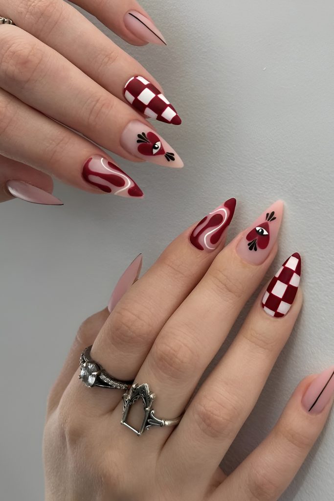 Abstract Valentine Nails for An Artistic Love Story Abstract