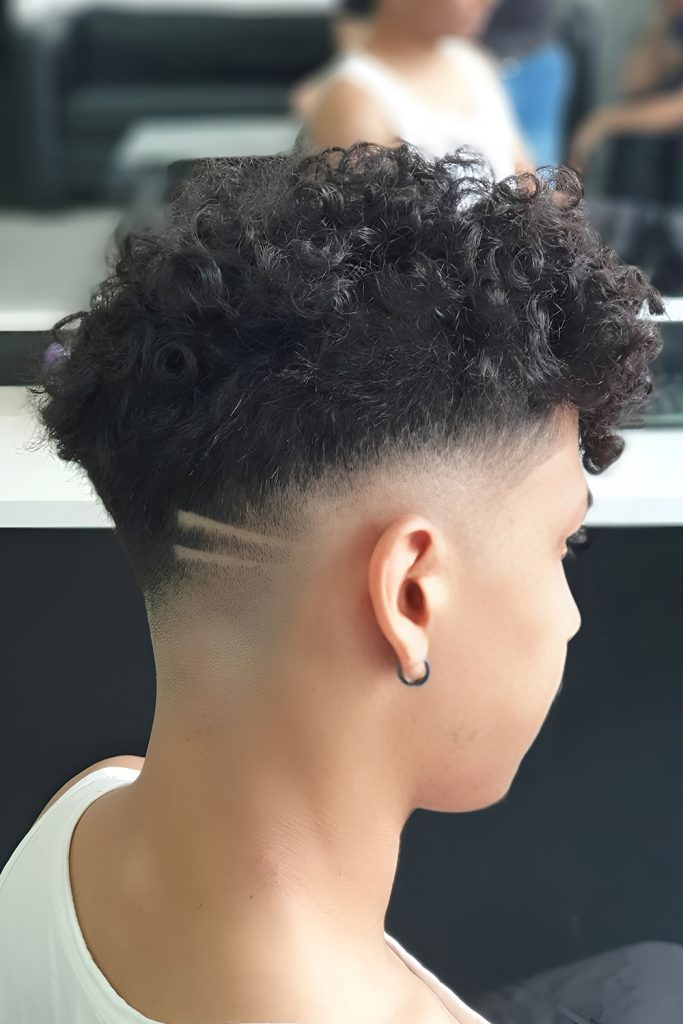 Artistic Sharp Fade With Freestyle Curly Expression
