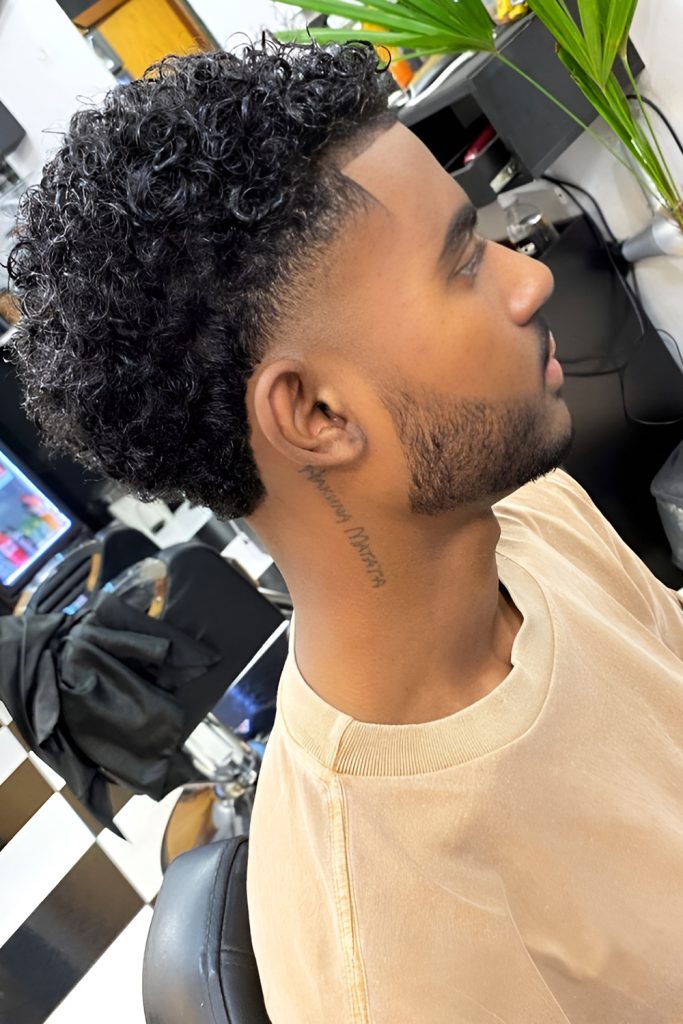 Big Afro Top with Shaped Taper Fade