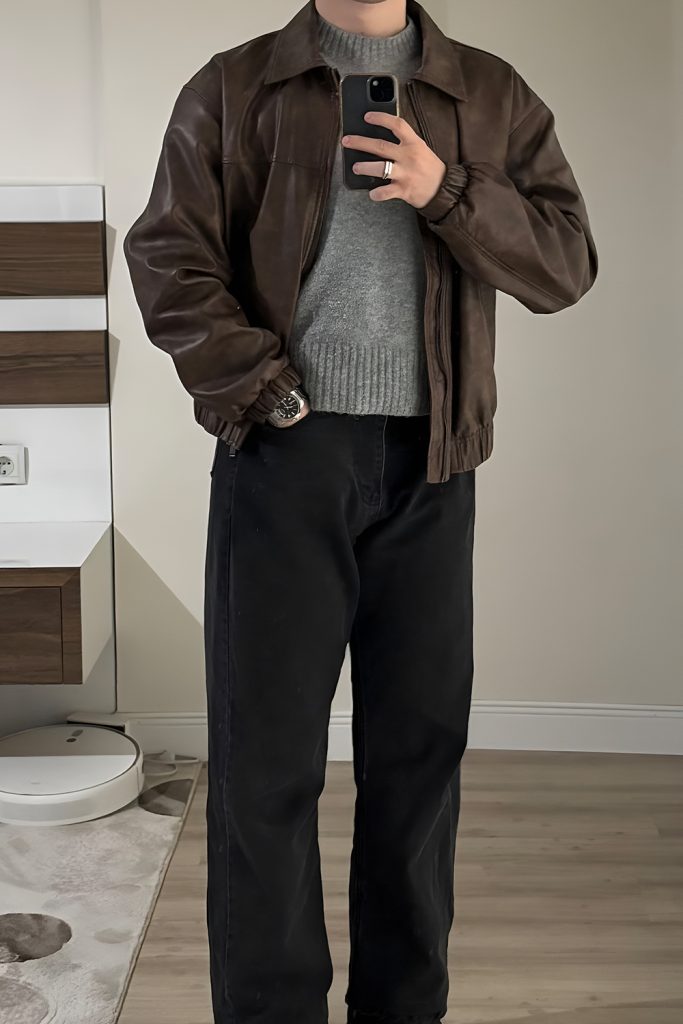 Bomber Jacket Over a Quarter Zip Fleece