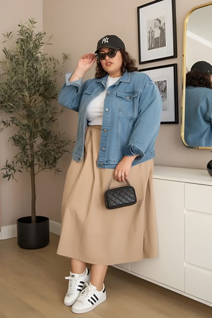 Boxy Denim Jacket Over a Tank Dress