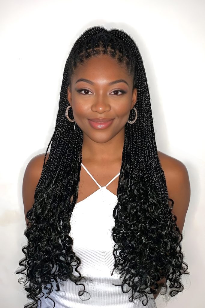Braids with Curly Ends for Youthful Appeal