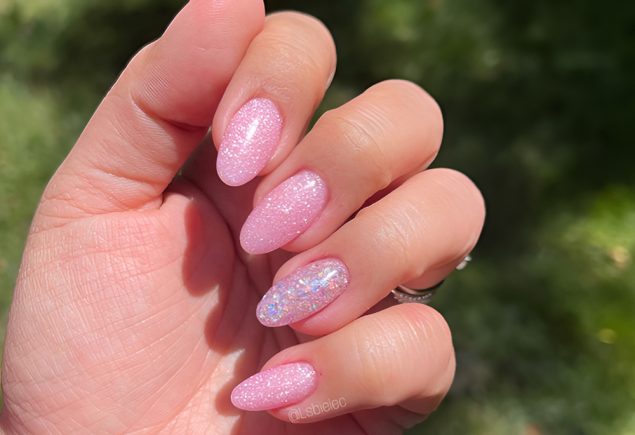 Bubblegum Pink Nails with Iridescent Layers