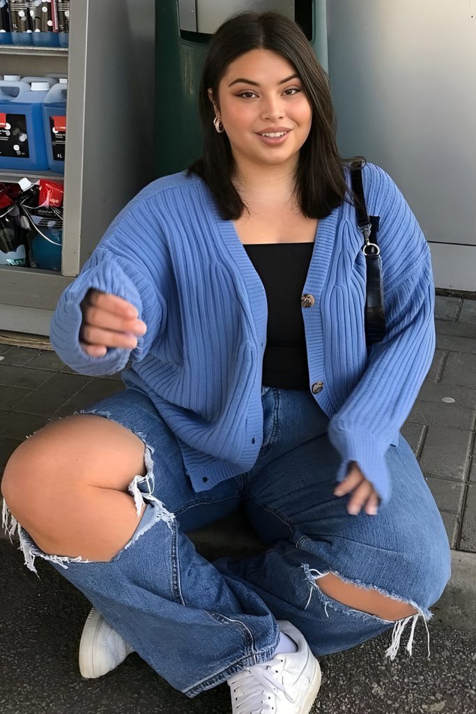 Cropped Cardigan Over a Satin Cami and Jeans