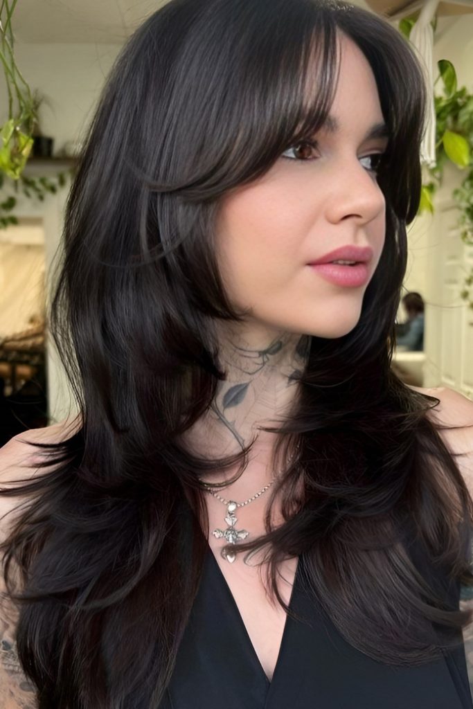Extra Long Shag with Curtain Bangs and Soft Layers