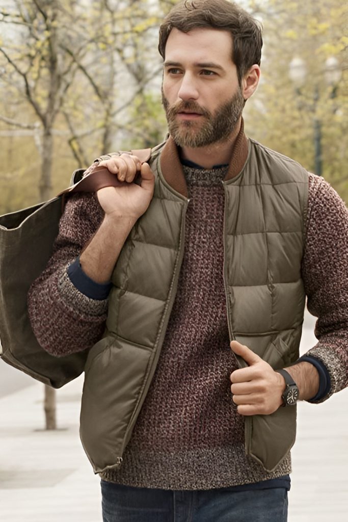 Gilet Stacked Over a Wool Sweater and Under a Coat