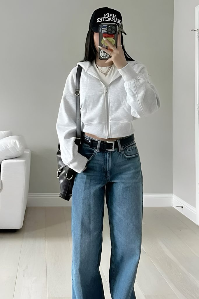 High Collar Jacket Over a Hoodie