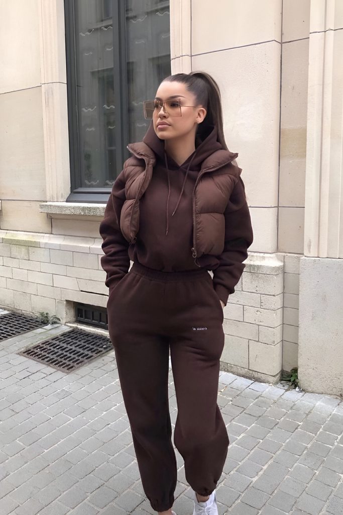 High Collar Puffer Jacket with Athleisure Wear