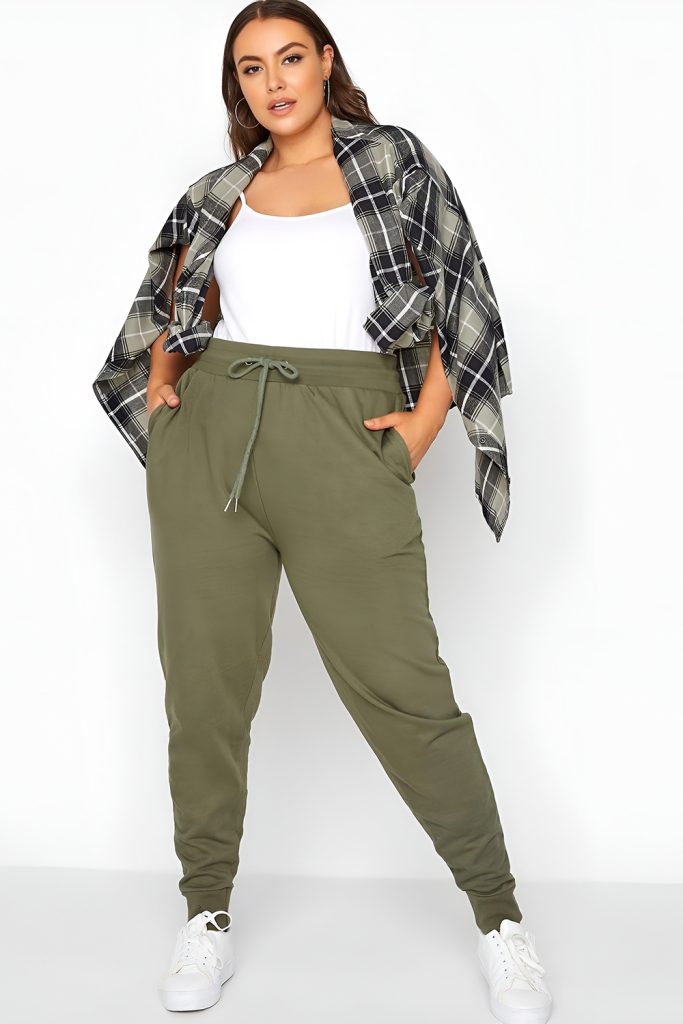 Jogger Style Trousers with Draped Blouse