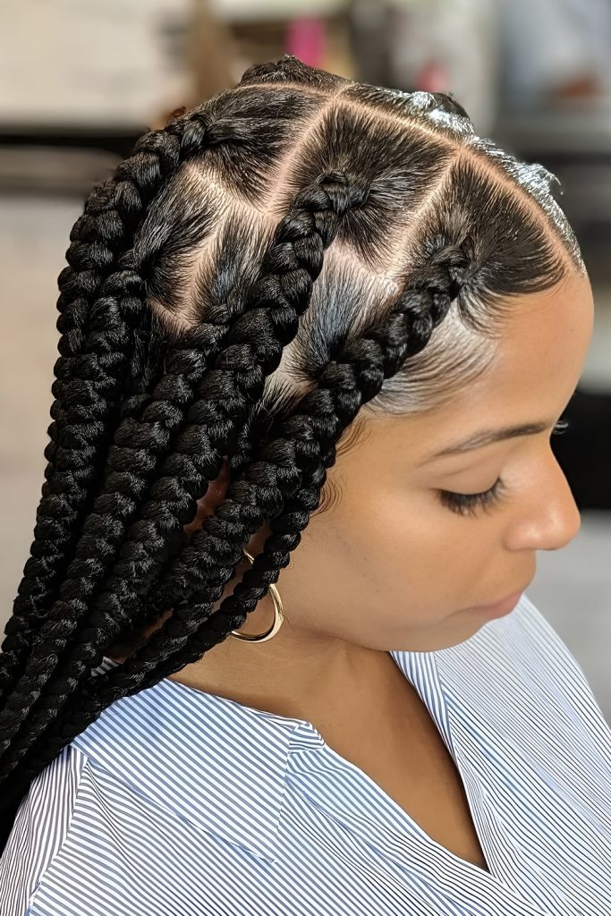Jumbo Box Braids that Make a Bold Statement