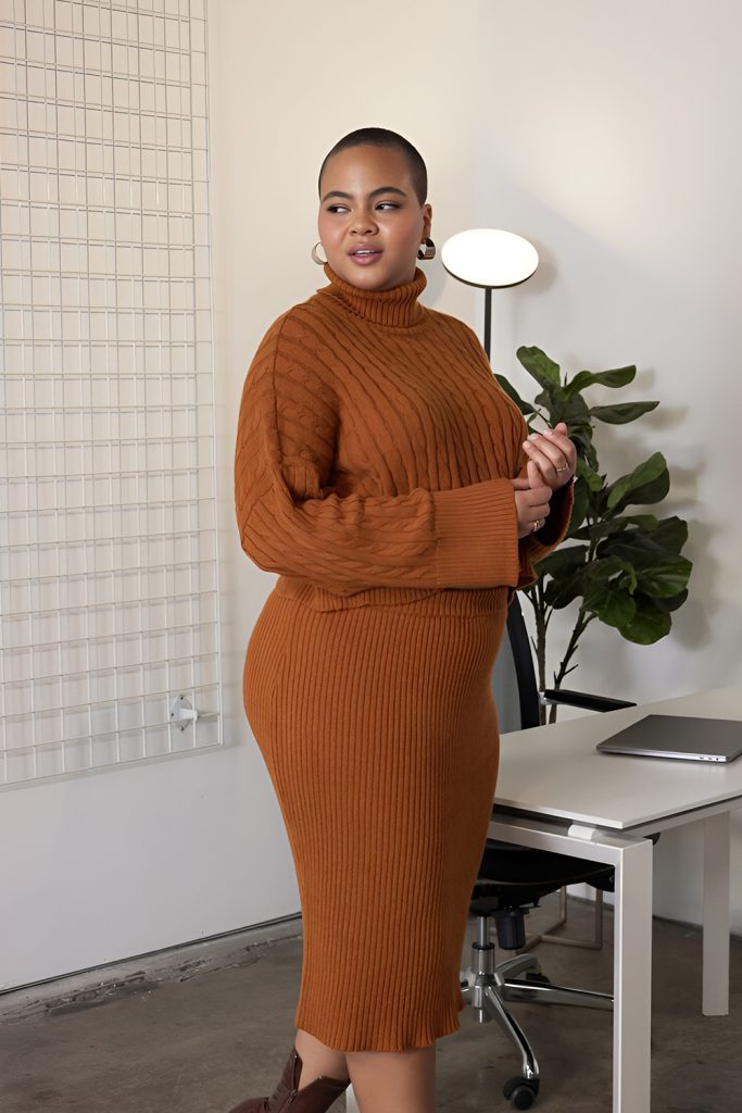 Knit Midi Dress with a Front Slit