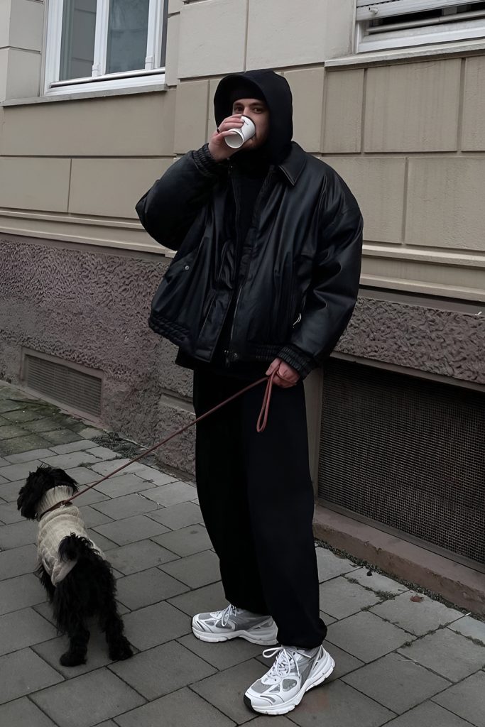 Leather Jackets Matched With Winter Textures