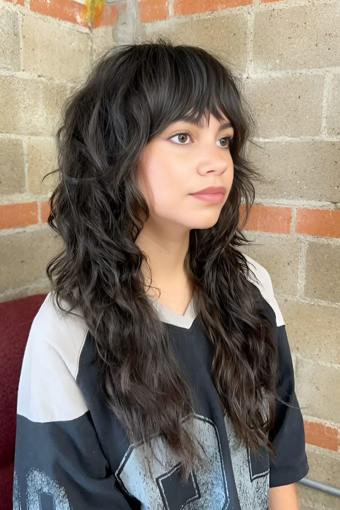 Long Shag with Bangs and Lived In Texture