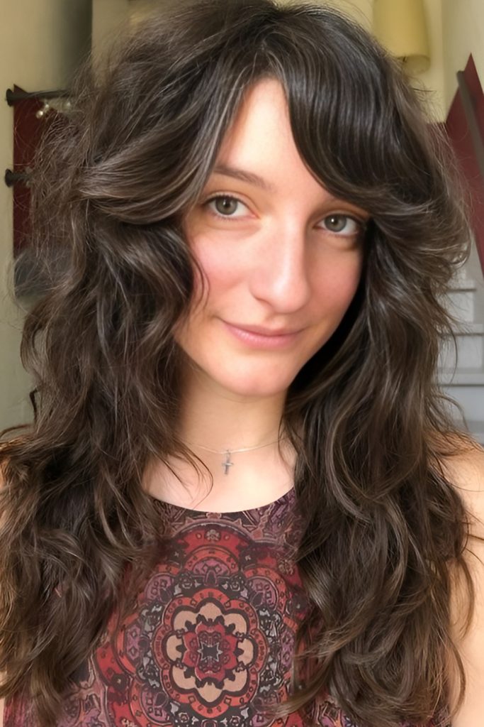 Long Shag with Side Swept Bangs