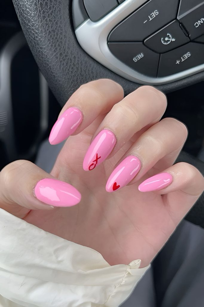 Long Valentine Nails with Almond Shapes