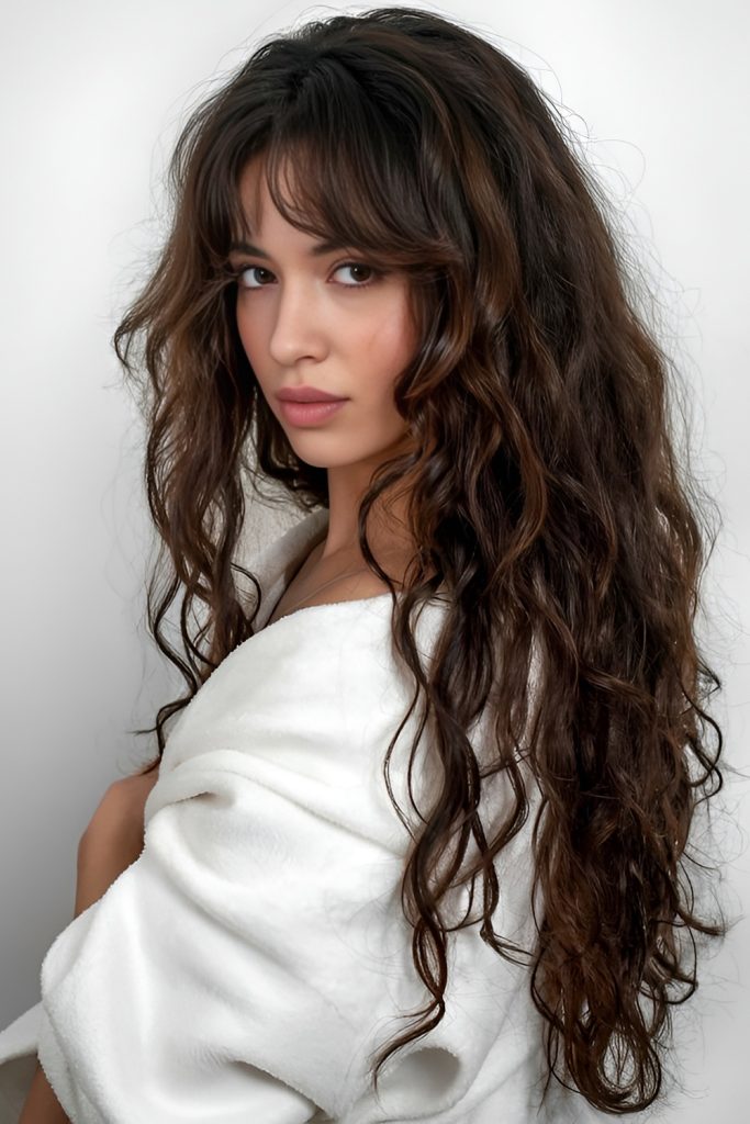 Long Wavy Hair with Contoured Face Layers