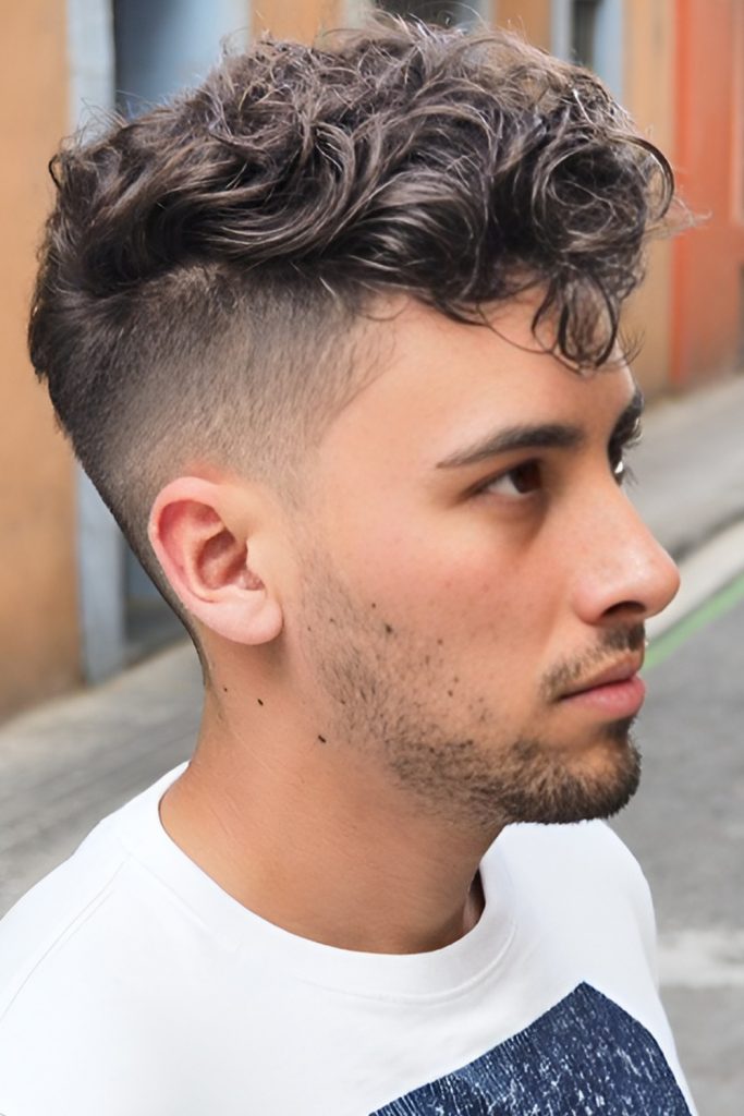 Longer Curls on Top with Sharp Undercut Lines