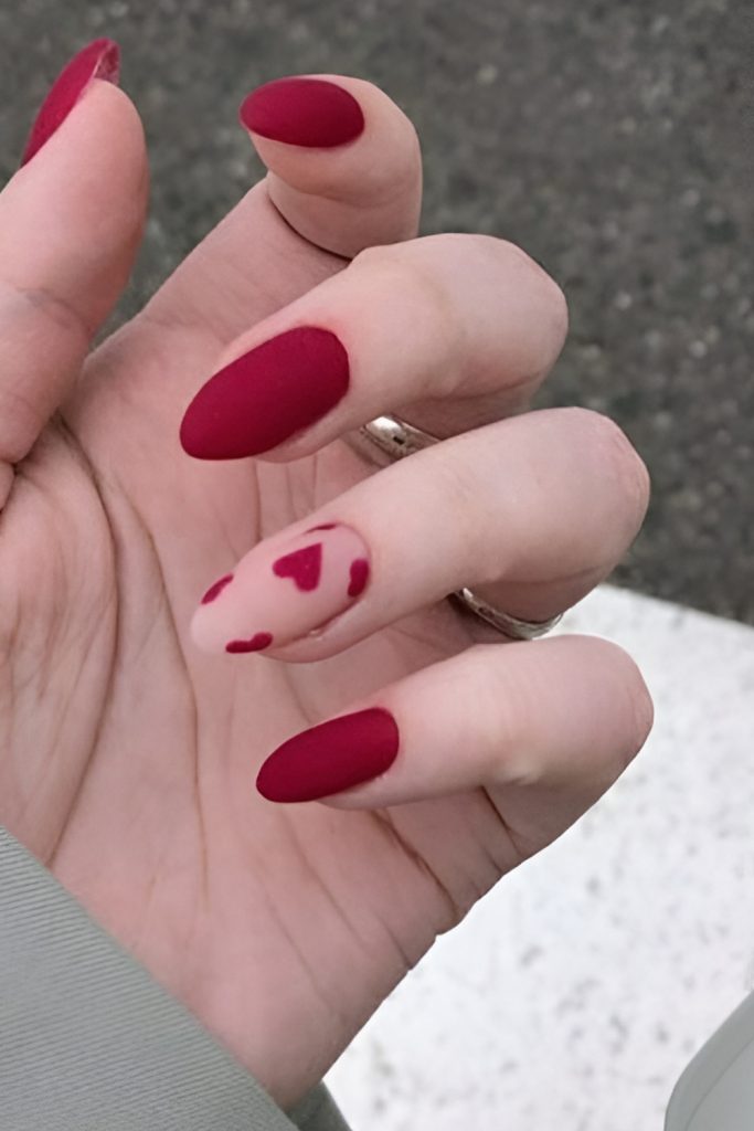 Matte Valentine Nails for Editorial Look