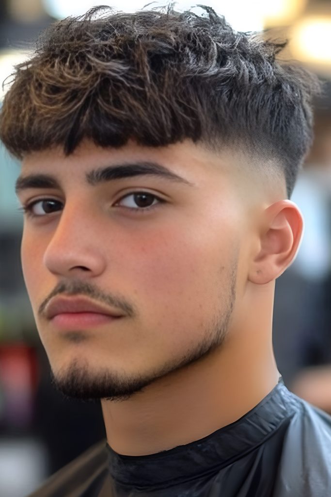 Mid Fade With Textured Crew Cut