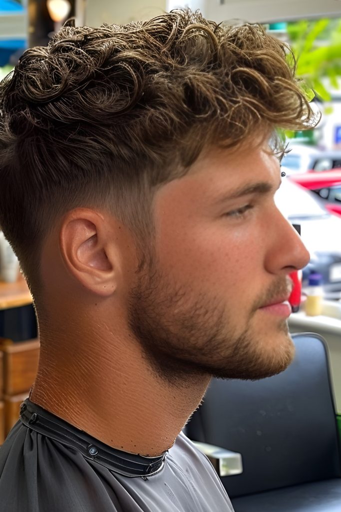 Mid Sharp Fade Natural Curly Volume