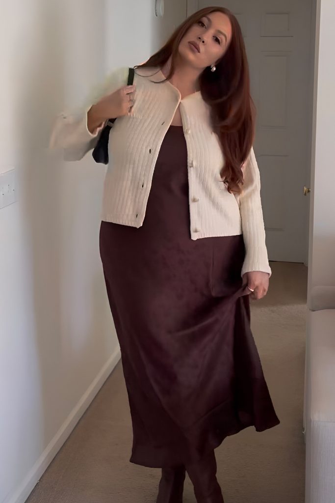 Midi Slip with a Light Spring Cardigan