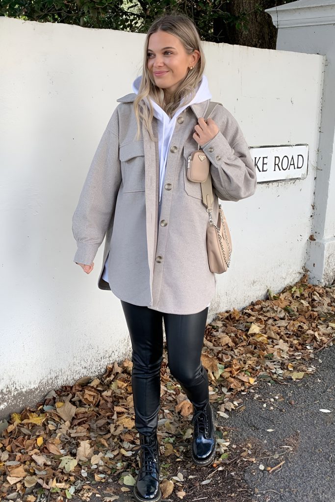 Oversized High Collar Jacket with Leggings