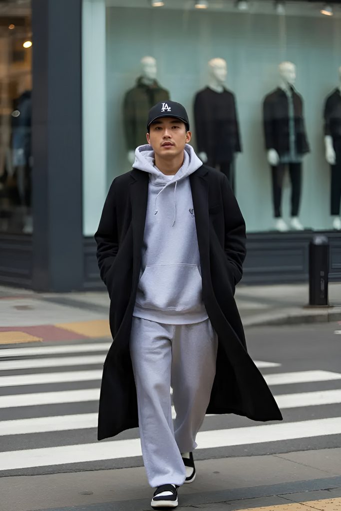 Oversized Hoodie With Longline Coat and Trousers