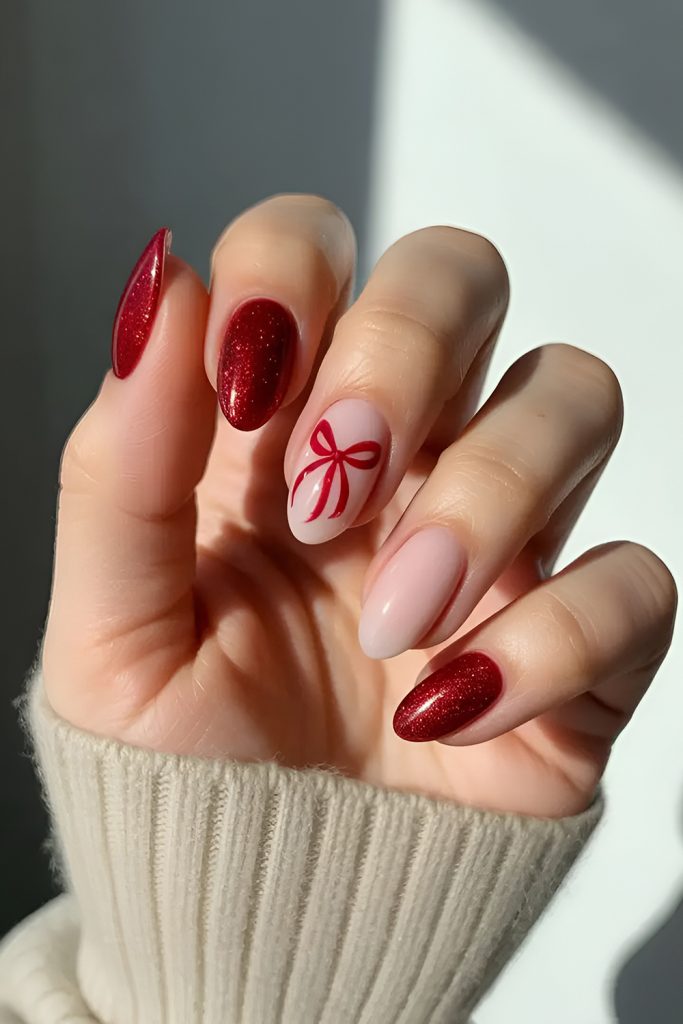 Red Velvet Nails with a Rich Appearance