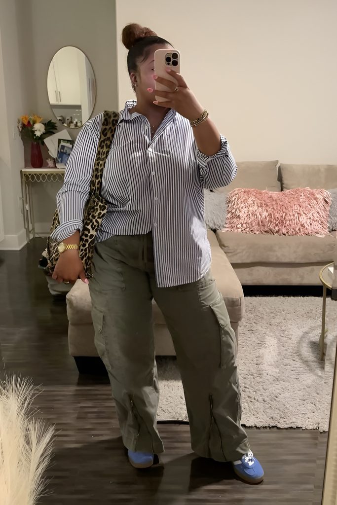 Relaxed button up with soft cargo pants
