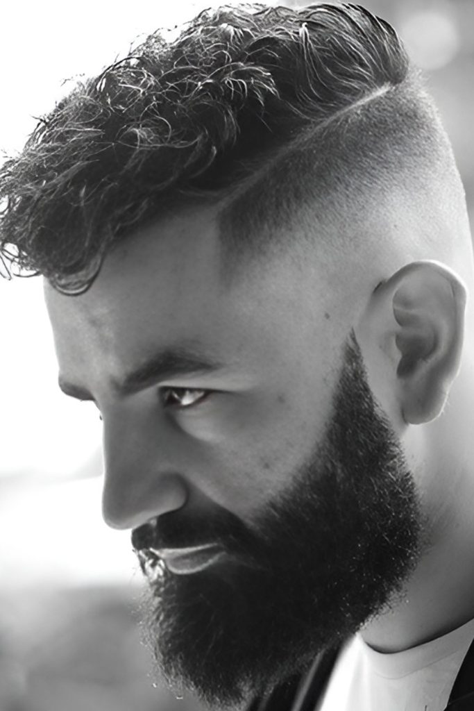 Sharp Fade Elevating a Curly Side Part