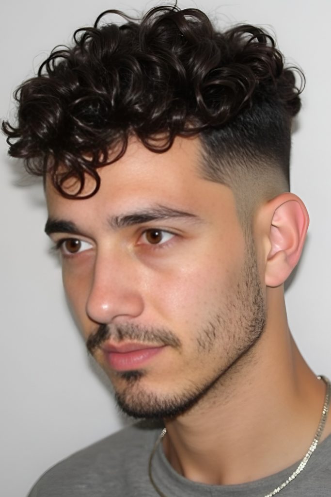 Sharp Fade Shaping Curls Around the Ears