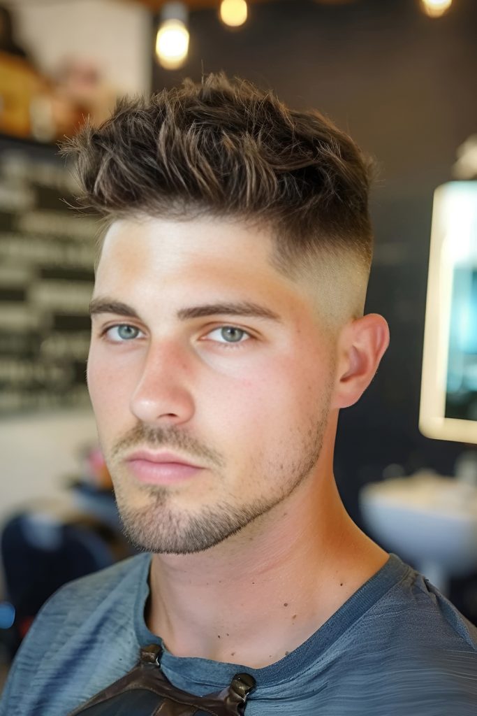 Spiky Crown Volume With Tight Fade Blend