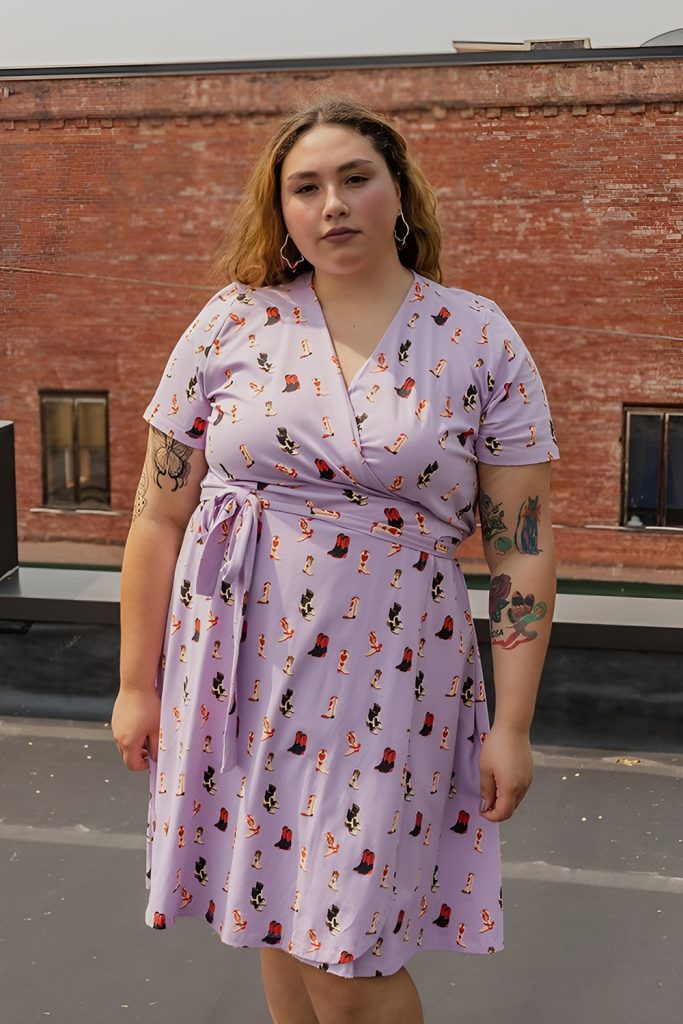 Stretchy Wrap Dress in a Bold Spring Print