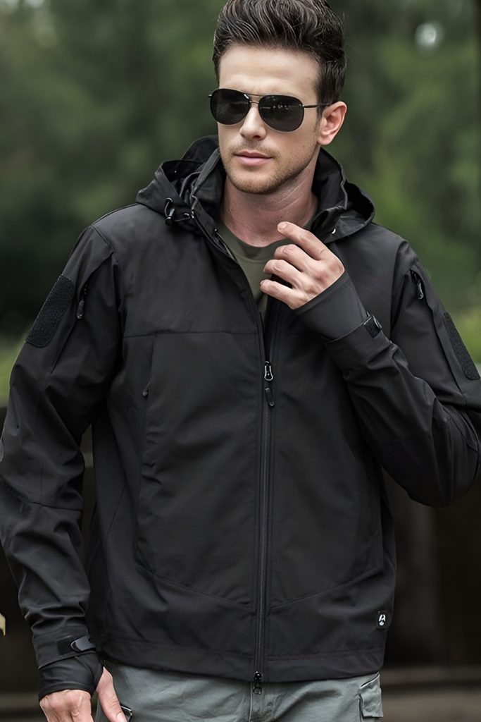 Tech Hoodie under a Softshell Jacket