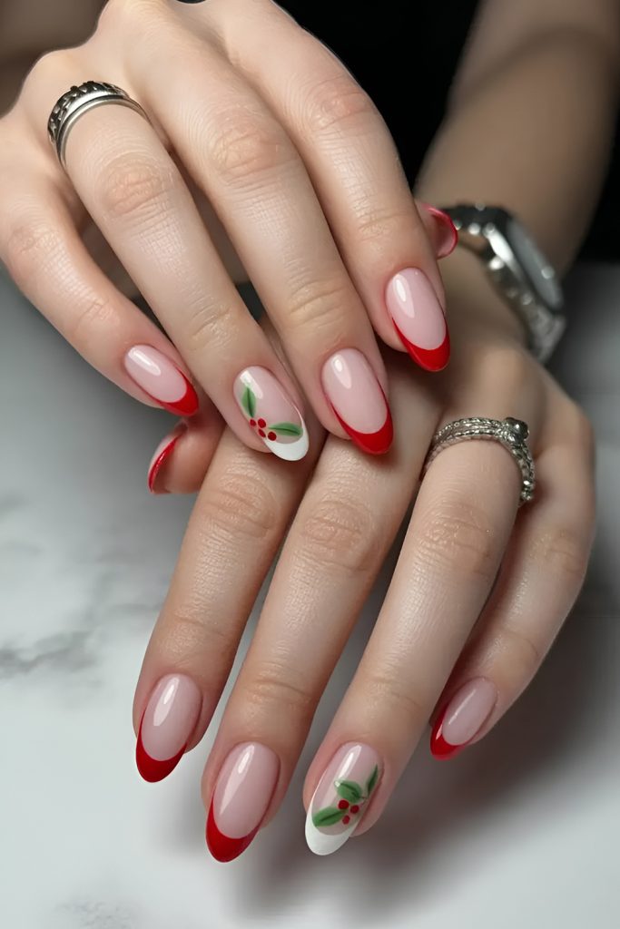 Variations of French Manicure with Valentine Accents