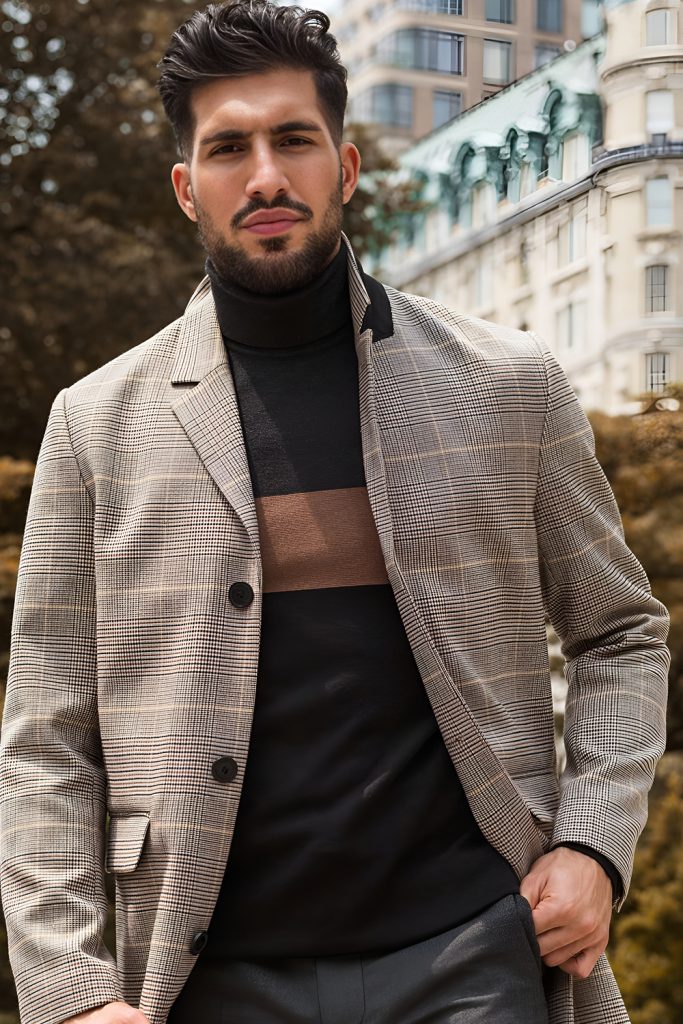 Wool Coat Over a Chunky Turtleneck