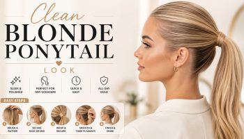 24 Clean Blonde Ponytail Looks with Curtain Bangs