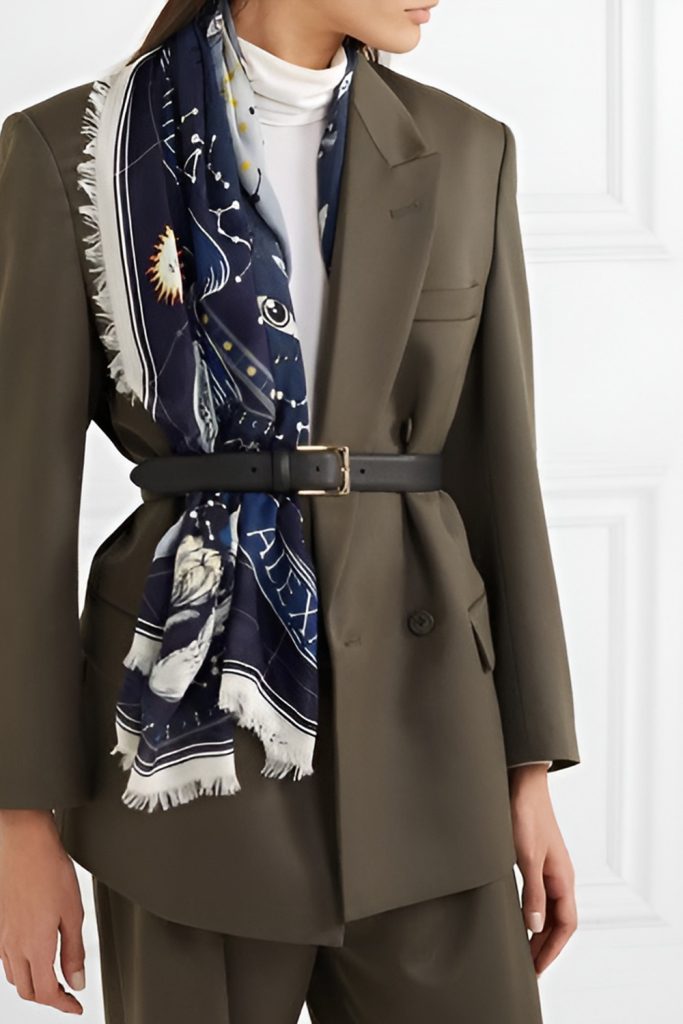 Adding Texture with a Scarf to Your Blazer