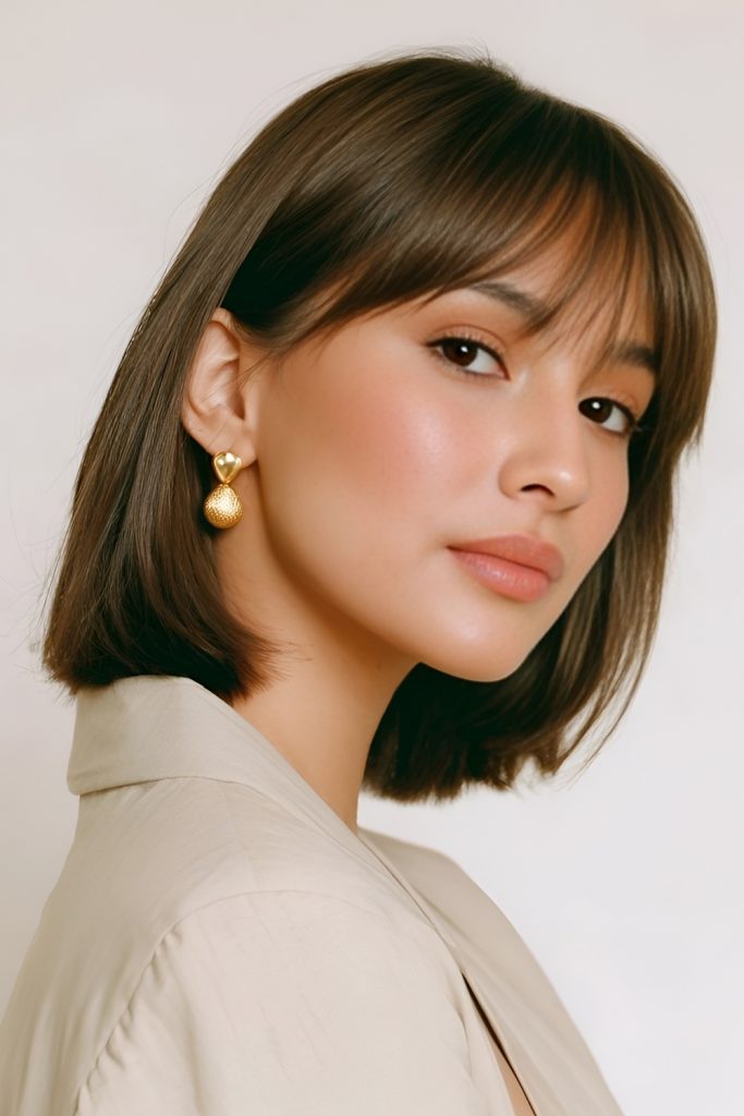 Blunt Short Bob with Curtain Bangs