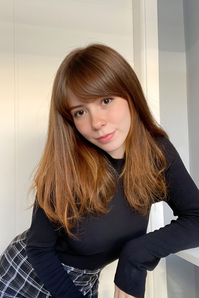 Curtain Bangs with Long Hair and Minimal Effort
