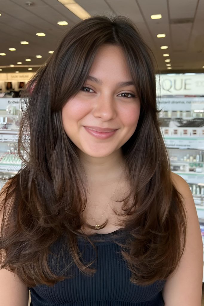 Curtain Bangs with Long Hair and Minimal Styling