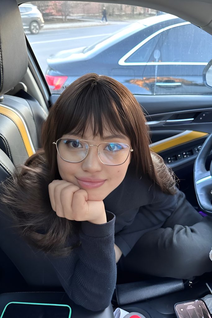 Curtain Bangs with Long, Thick Hair and Glasses