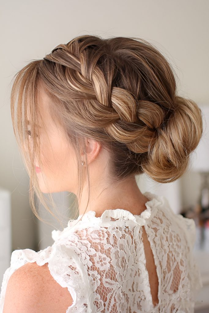 French Braid Low Bun